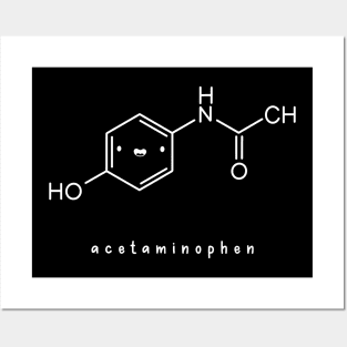 Kawaii Acetaminophen Paracetamol Chemical Structure In White Posters and Art